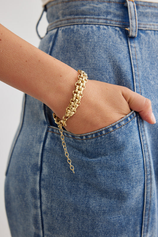 Textured Belcher Bracelet - Gold