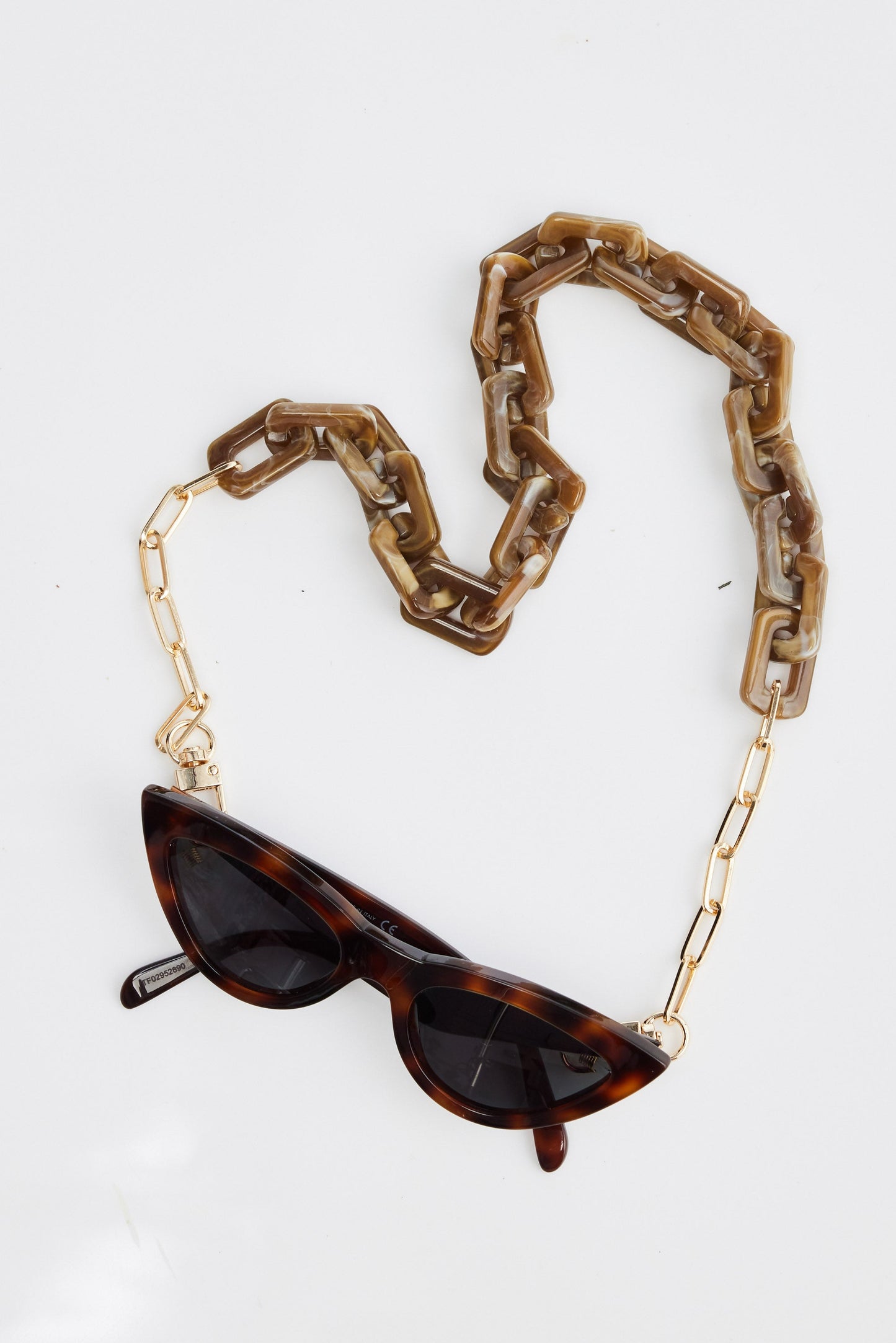 Naomi Glass Chain - Taupe Marble